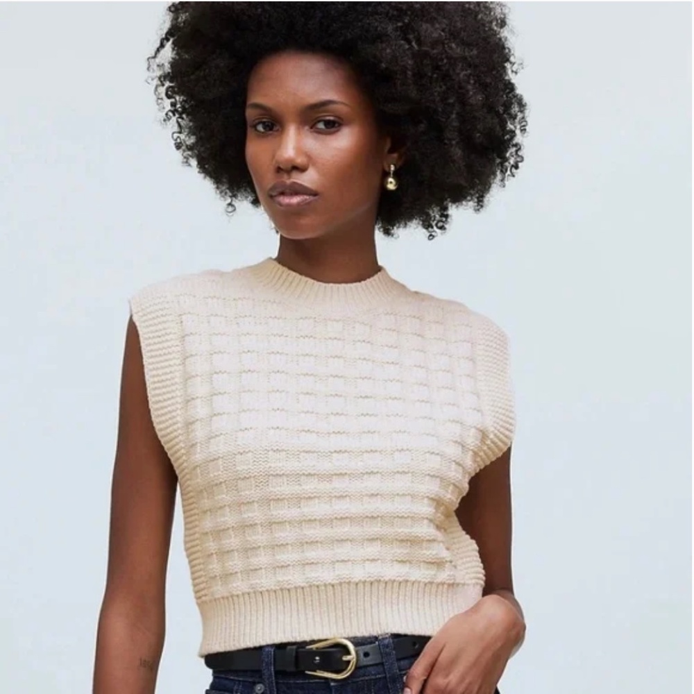 Madewell Oatmeal Textured Sweater Vest NWT